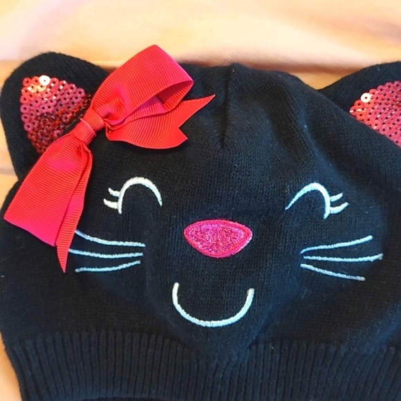 BLACK KNIT CAT HAT By Koala Kids SIZE MEDIUM NWOT - Picture 2 of 7